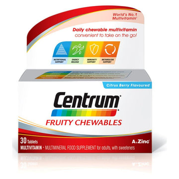 Fruity Chewables - 30 Citrus Berry Flavoured Tablets With Sweetener